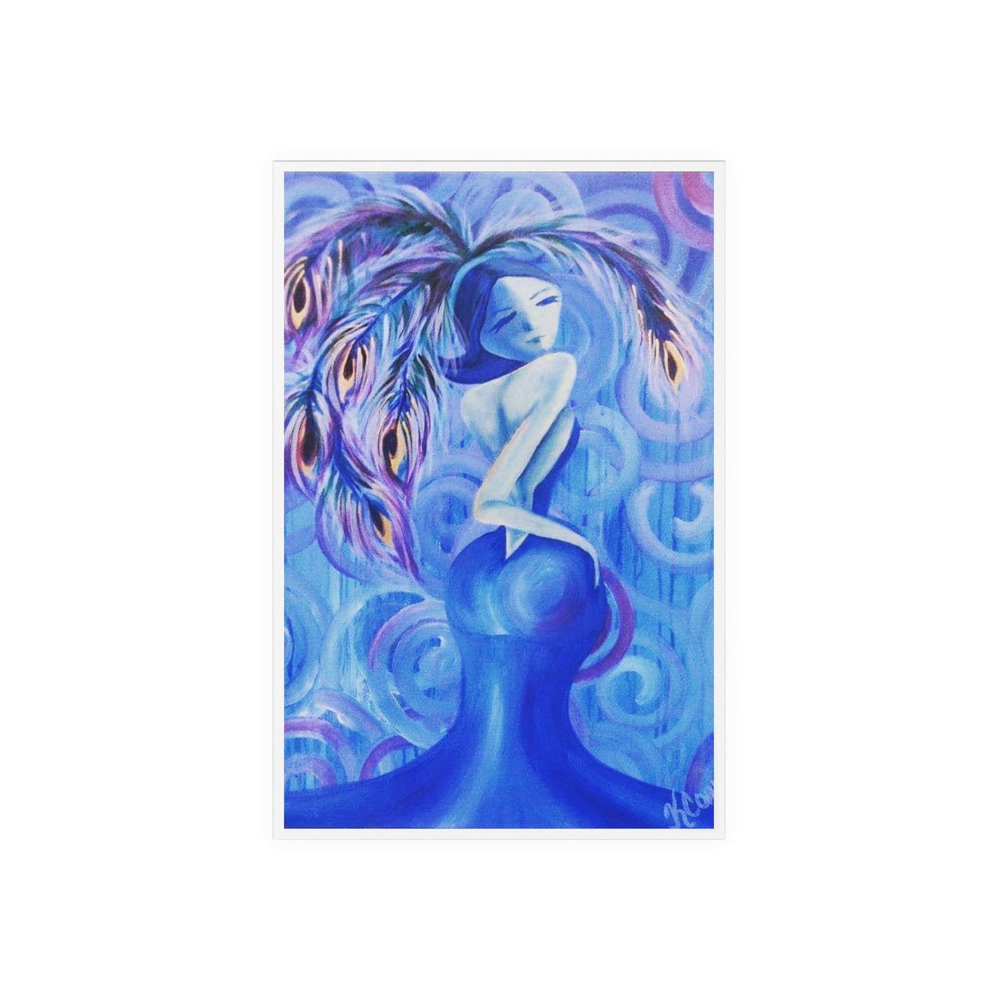 Lady Blue Glass with Wooden Stand
