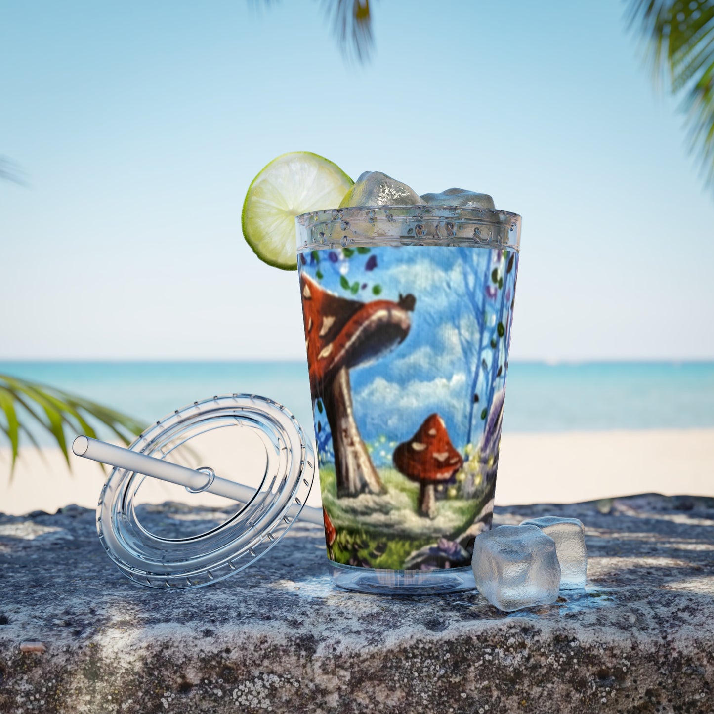 Whimsical Tumbler with Straw, 16oz
