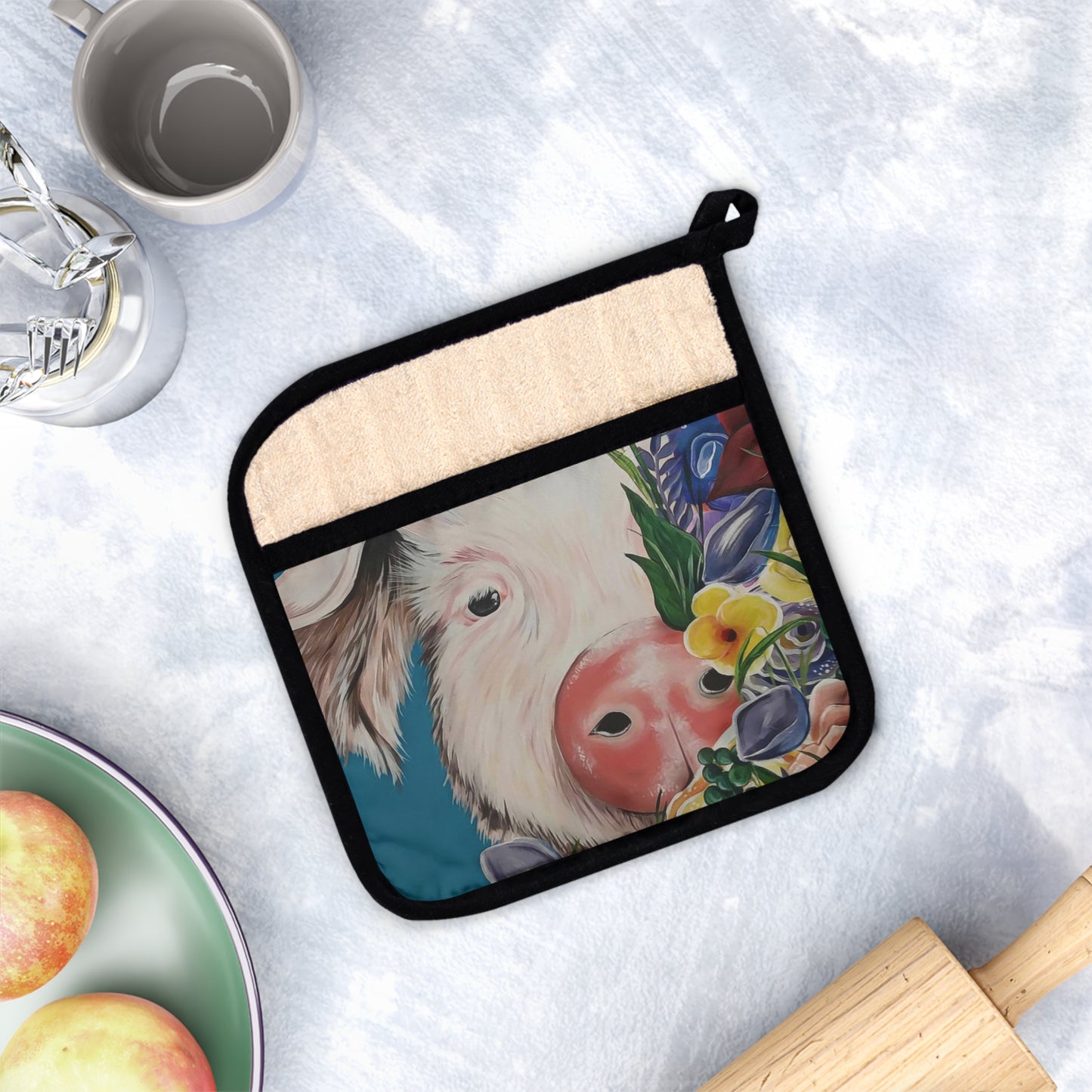 Pig Pot Holder with Pocket